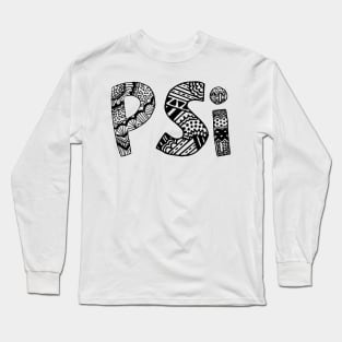 Psi Letter Doodle Pattern Long Sleeve T-Shirt